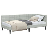 Corner Bed Frame Light Grey 100 cm x 200 cm Velvet 42016438