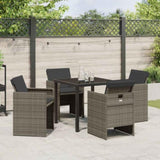 Garden Dining Set with Cushion 5 pcs Grey Poly Rattan 3379948