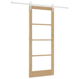 Sliding Door Natural 86 x 211 cm Solid Pine Wood and Glass 3332425