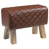 Bench 60 x 30 x 45 cm Real Leather Brown Diamond 42042106