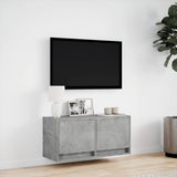 TV Wall Cabinet with LED Lights Concrete Grey 80x31x35 cm 852358