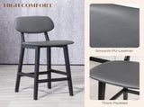 Bar Stools Set of 2, Breakfast Bar Chairs, PU Leather Upholstered Kitchen Stools with Backs, T3398P342291