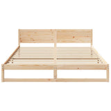 Bed Frame with Headboard Natural 200 x 200 cm Solid Pine Wood 873259
