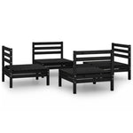 ZNTS 4 Piece Garden Lounge Set Black Solid Pinewood 3082406