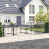 Garden Fence Gate with Arched Top Grey 500 x 75 cm Steel 42008958