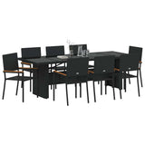 Garden Dining Set 9 pcs Black Poly Rattan 3365414