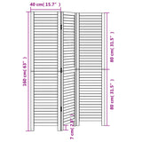 Room Divider 3 Panels Black Solid Wood Paulownia 358845