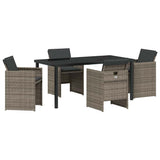 Garden Dining Set with Cushion 5 pcs Grey Poly Rattan 3379950