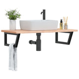 Basin Shelf Wall Mounted Steel and Solid Wood Beech 3302435