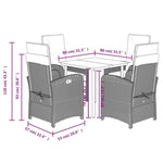 5 Piece Garden Dining Set with Cushions Light Grey Poly Rattan 3212606