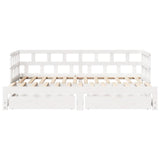 Daybed with Trundle and Drawers without Mattress White 90x190 cm Single 3302206