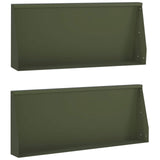 Retaining Wall 2 pcs 100 x 12 x 30 cm Steel Olive Green 8015139