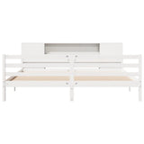 Bookcase Bed without Mattress White 180x200 cm Super King Solid Wood Pine 3322210