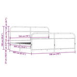 Metal Bed Frame without Mattress Smoked Oak 193x203 cm 3318641