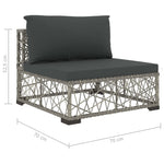 5 Piece Garden Lounge Set with Cushions Poly Rattan Grey 46813