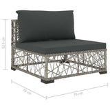 5 Piece Garden Lounge Set with Cushions Poly Rattan Grey 46813