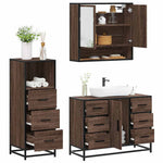 3 Piece Bathroom Furniture Set Brown Oak Engineered Wood 3301054