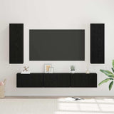 TV Cabinet Set Wall-mounted 5 pcs Black Oak Engineered Wood 3393451