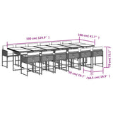 13 Piece Garden Dining Set with Cushions Light Grey Poly Rattan 3211307