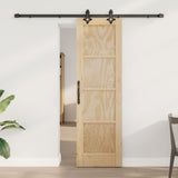 Sliding Door Natural and Black 61 x 198.5 cm Solid Pine Wood 3445512
