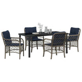 Garden Dining Set with Cushion 5 pcs Grey and Black Rattan 3380249
