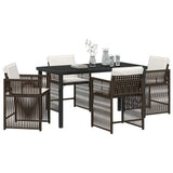 Garden Dining Set 5 pcs Brown Poly Rattan 3380782
