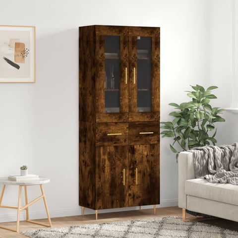 Highboard Smoked Oak 69.5x34x180 cm Engineered Wood 3198526