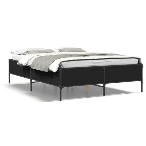 ZNTS Bed Frame Black 140x190 cm Engineered Wood and Metal 3279807