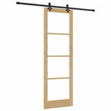 Sliding Door Natural 78 x 232 cm Solid Pine Wood and Glass 3332303