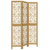 Room Divider 3 Panels Brown Solid Wood Paulownia 358862