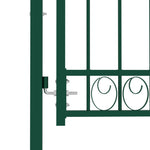 ZNTS Fence Gate with Arched Top Steel 100x125 cm Green 146364