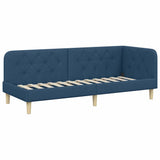 Corner Bed Frame with Headboard Blue 80 x 200 cm Fabric 42016560