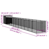Dog House with Run Light Grey 165x1271x181 cm Galvanised Steel 3189108