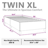 Bed Frame without Mattress Light Grey 100x203 cm Twin XL Fabric 347101