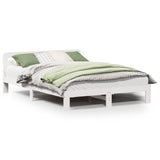 Bed Frame without Mattress White 150x200 cm King Size Solid Wood Pine 855553