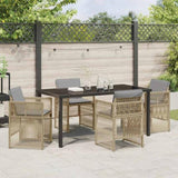Garden Dining Set 5 pcs Beige Powder-Coated Steel 3380671