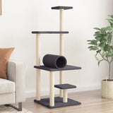 Cat Tree with Sisal Scratching Posts Dark Grey 136 cm 172093