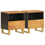 ZNTS Bedside Cabinets 2 pcs Brown and Black Solid Wood Mango 356790