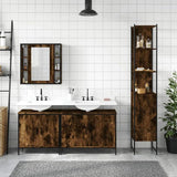 4 Piece Bathroom Cabinet Set Smoked Oak Engineered Wood 3214752