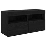 TV Wall Units with LED Black Oak Engineered Wood 3402982