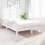 Bed Frame White Solid Pine Wood Double Durable Bed Frame 820587