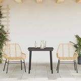3 Piece Garden Dining Set Brown Poly Rattan Glass 3334443