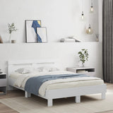 Bed Frame White Engineered wood Double Bed Frame Rectangular 3207553