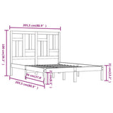 Bed Frame without Mattress Black 200x200 cm Solid Wood Pine 3104567