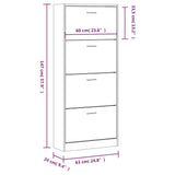 Shoe Cabinet High Gloss White 63x24x147 cm Engineered Wood 342546