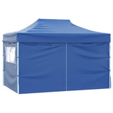 Professional Folding Party Tent with 4 Sidewalls 3x4 m Steel Blue 48891