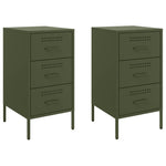 ZNTS Bedside Cabinets 2 pcs Olive Green 36x39x68 cm Steel 843087