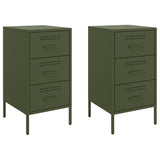 ZNTS Bedside Cabinets 2 pcs Olive Green 36x39x68 cm Steel 843087