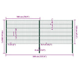 Fence Panel with Posts Iron 349x120 cm Green 278662