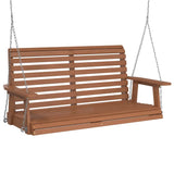 Garden Swing Bench with Metal Chains Brown Solid Wood Fir 4008981